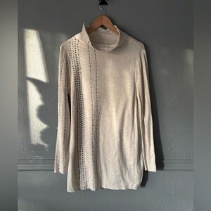 Zozo | Tunic Sweater Dress w/ Metallic Dot Detail & Mock Neck | Size L